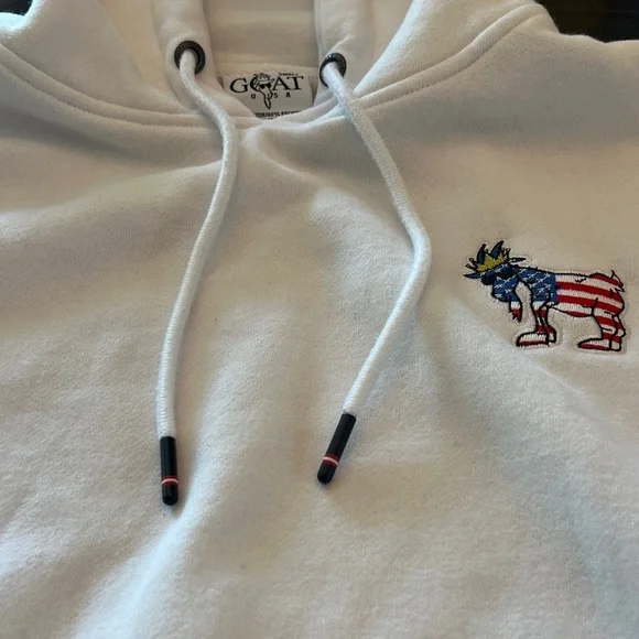 White Mens Hoodie GOAT USA Small - Picture 5 of 5